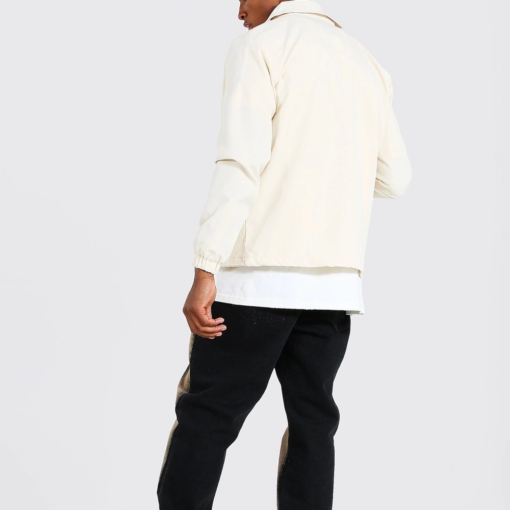 Boohoo Man Official Branded Cream Woven Coach Jacket - Picture 2 of 7